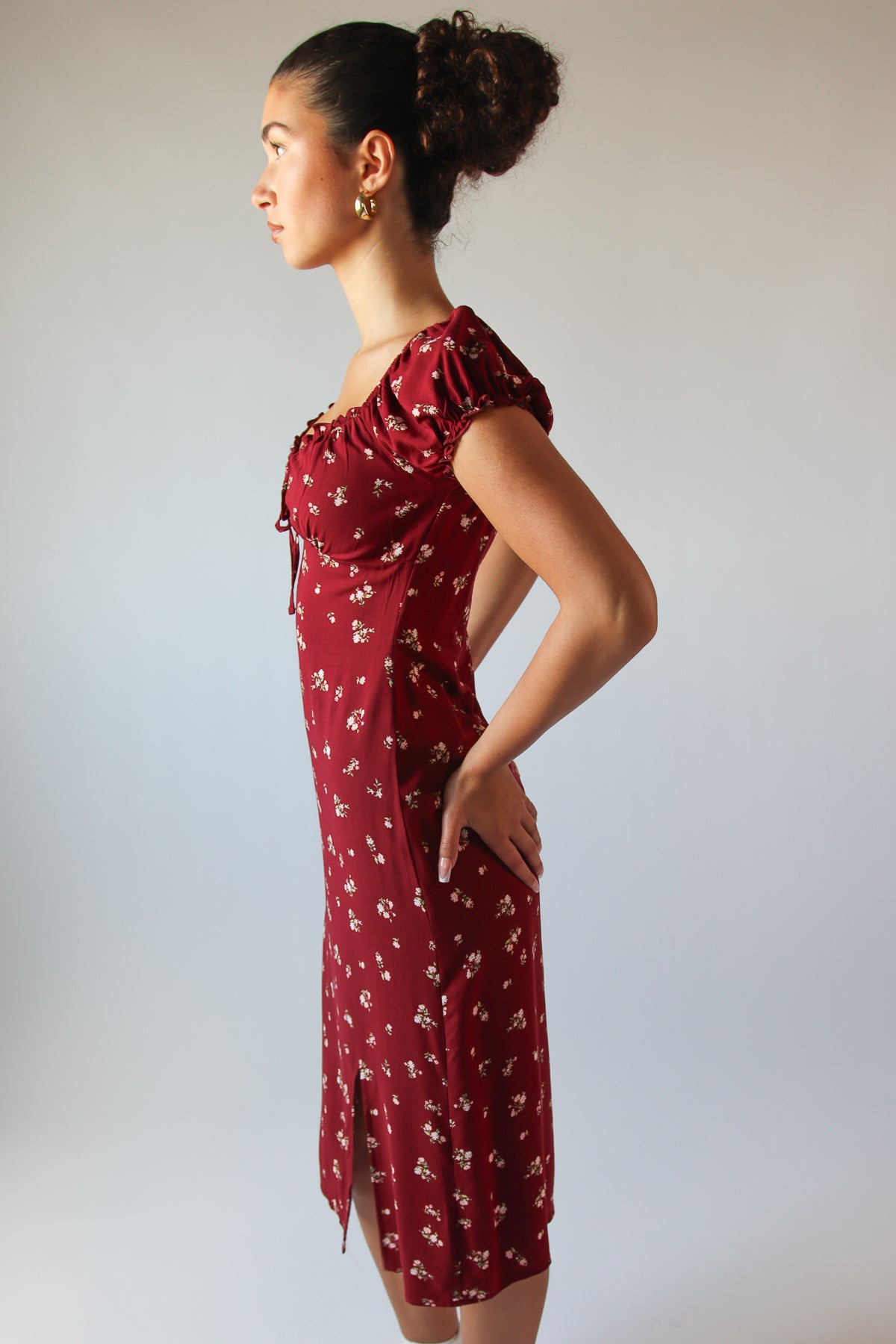 Puff Sleeve Floral Maxi Dress