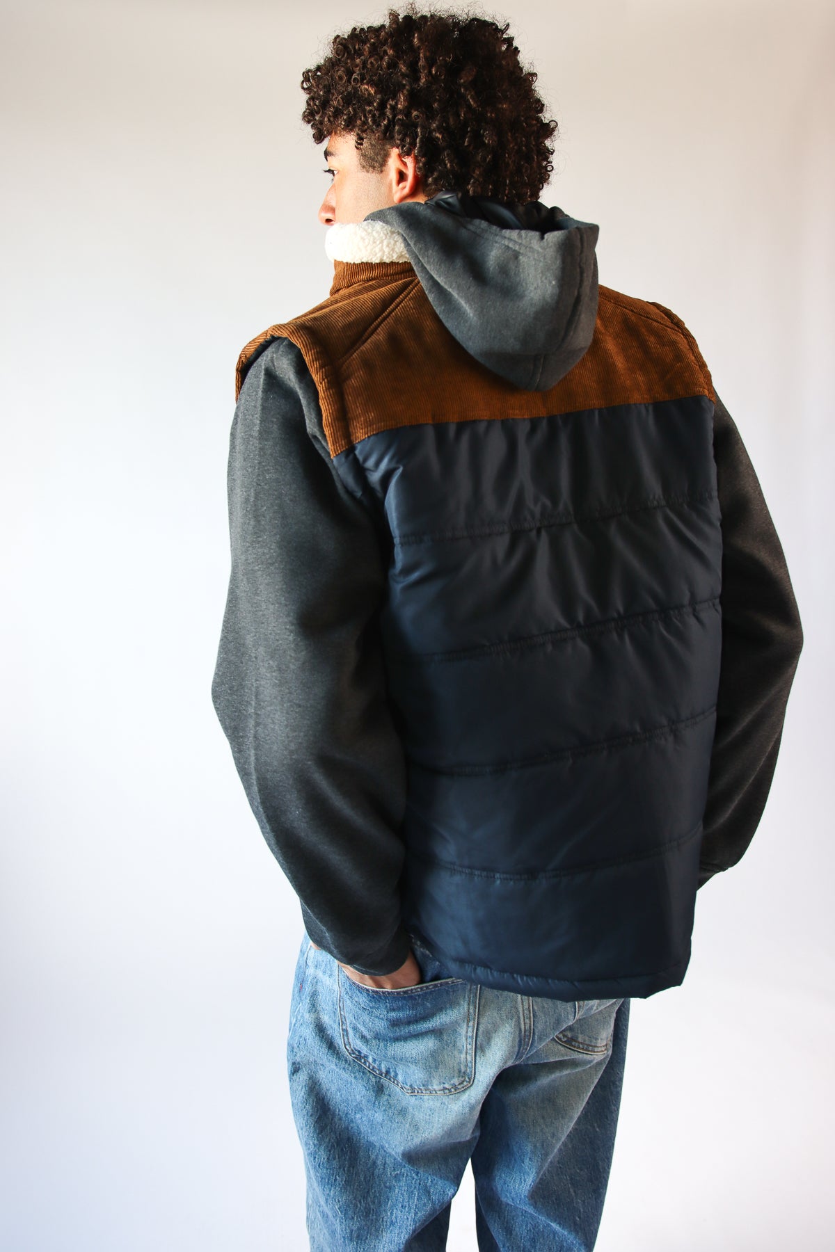 Quilted Cord Fleece Hoodie Vest