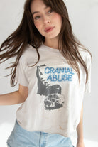 Vintage Cranial Abuse Cropped Raw Hem T-Shirt (1980s)