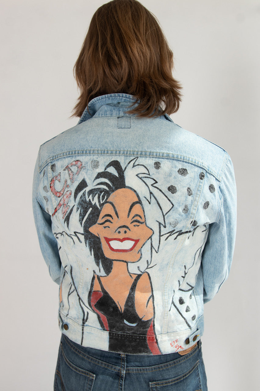 Vintage Hand Painted Lee DenimJean Jacket with Cruella De Vil
