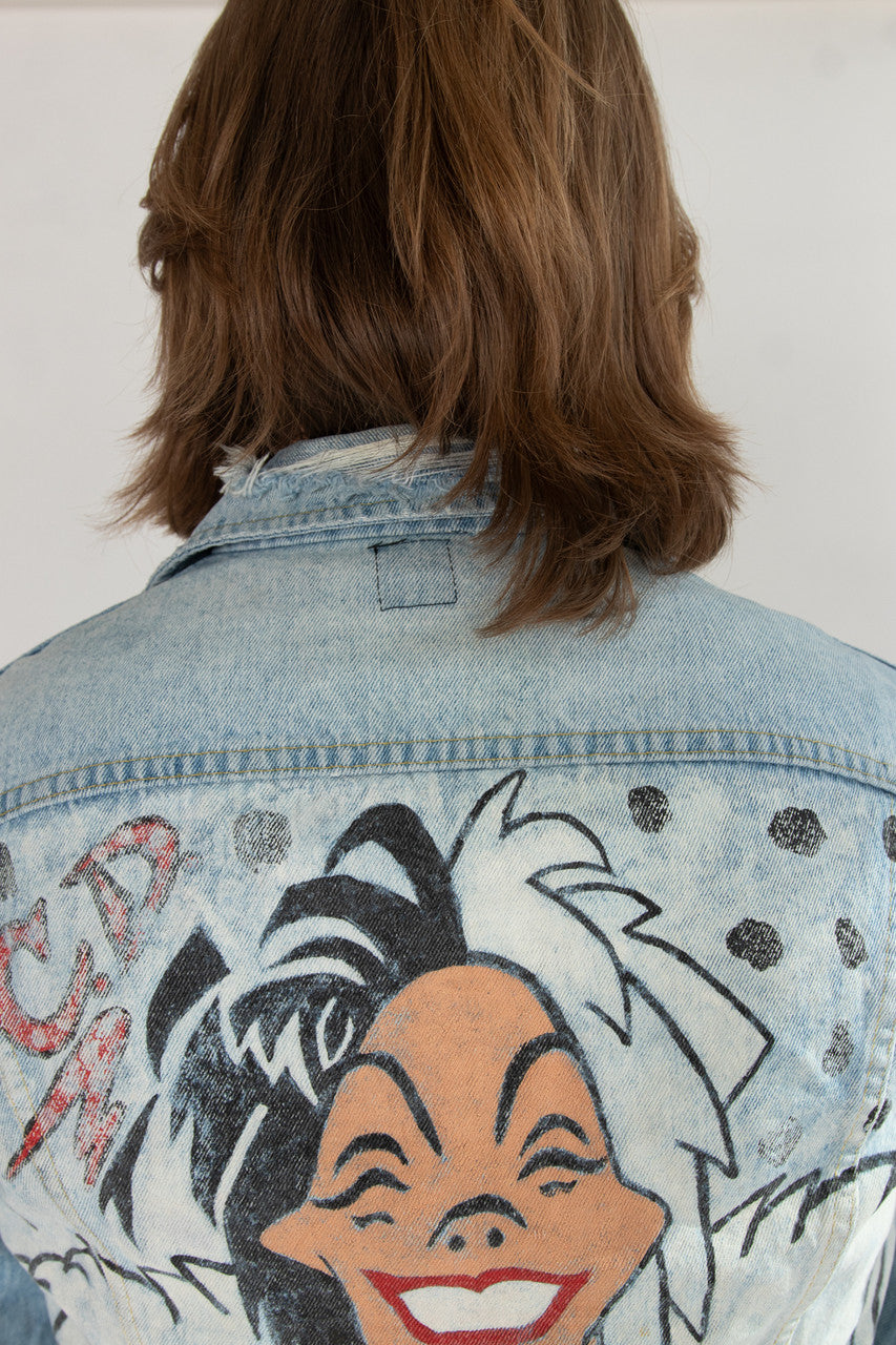 Vintage Lee Painted Cruella de Vil Denim Jacket 