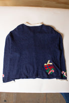 Vintage Navy Blue Stars Christmas Cardigan (1990s)