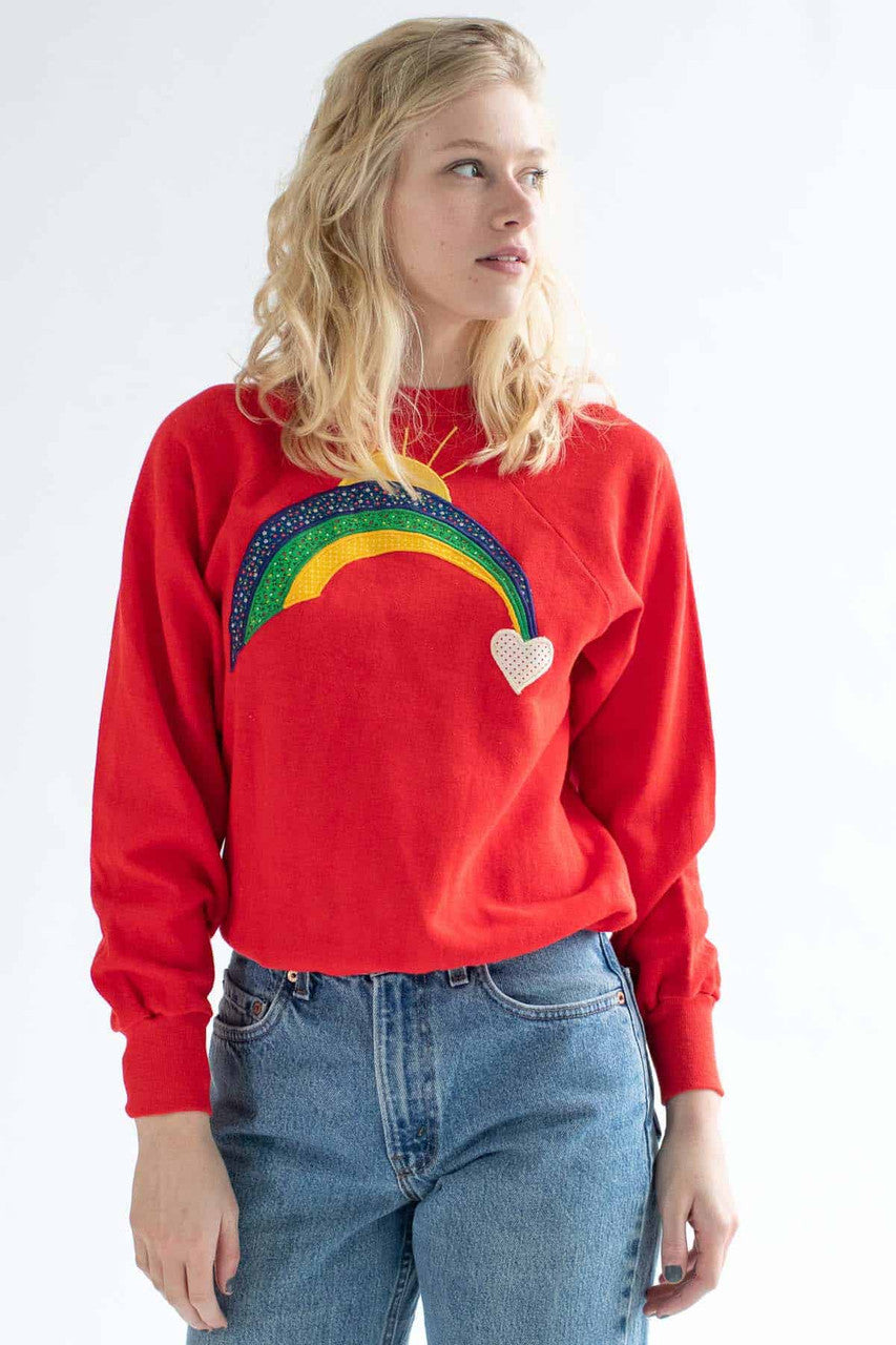 Rainbow Heart Applique Sweatshirt