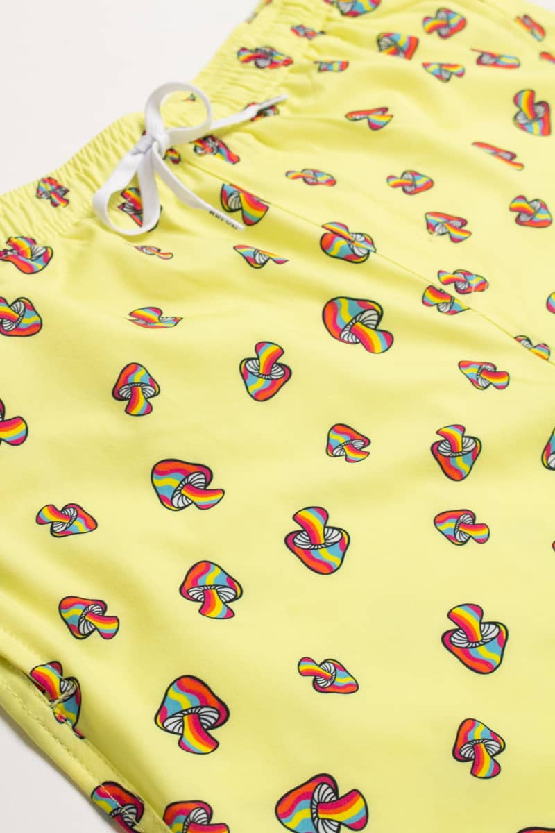 Yellow Rainbow Mushrooms Swim Shorts