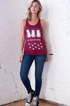 Red Fair Isle Cat Graphic Tank