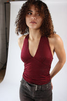 Rhinestone Halter Neck Top