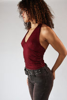 Rhinestone Halter Neck Top