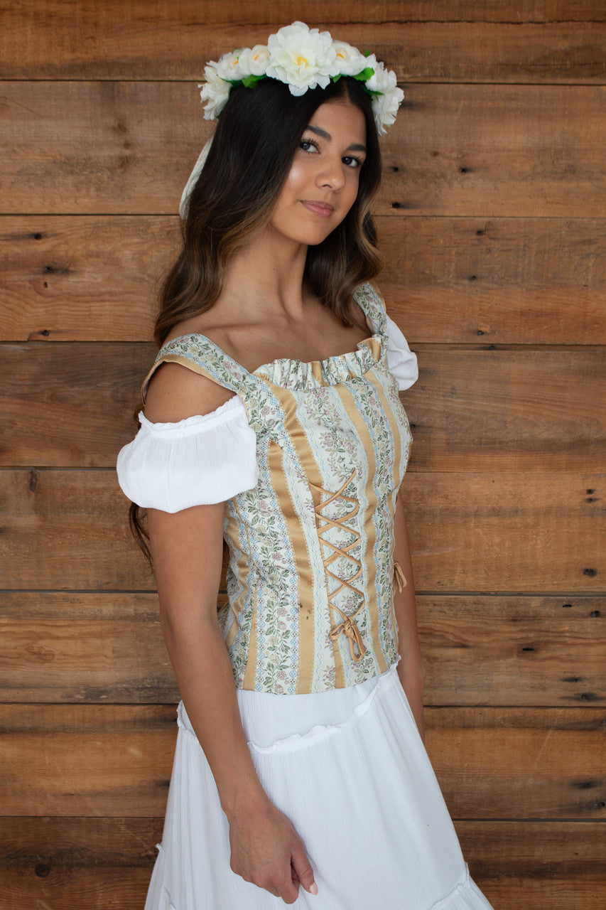 White Lace Up Milkmaid Maxi Dress M White Lace Up Milkmaid Maxi Dress M
