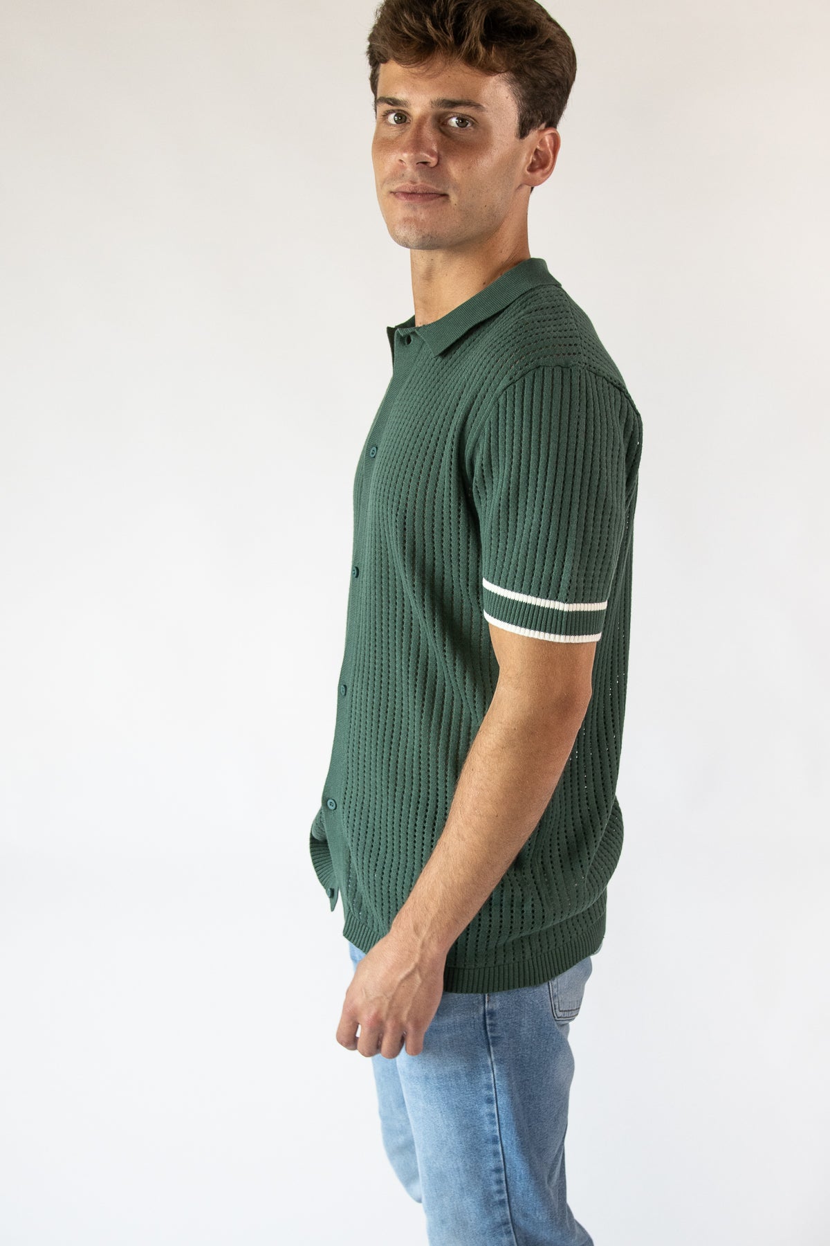 Retro Knit Button-Up