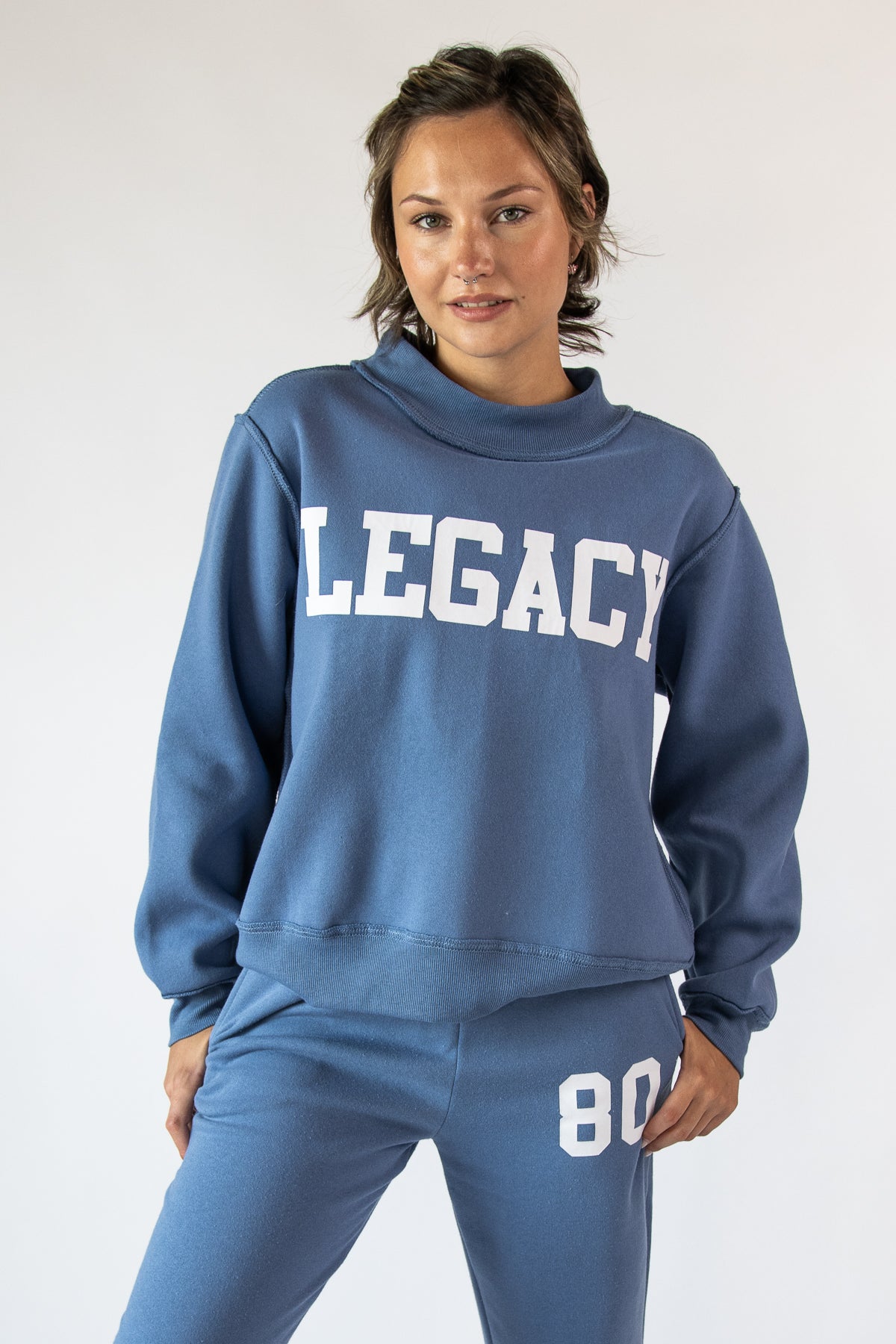 Reversible Mock Neck Graphic Sweatshirt
