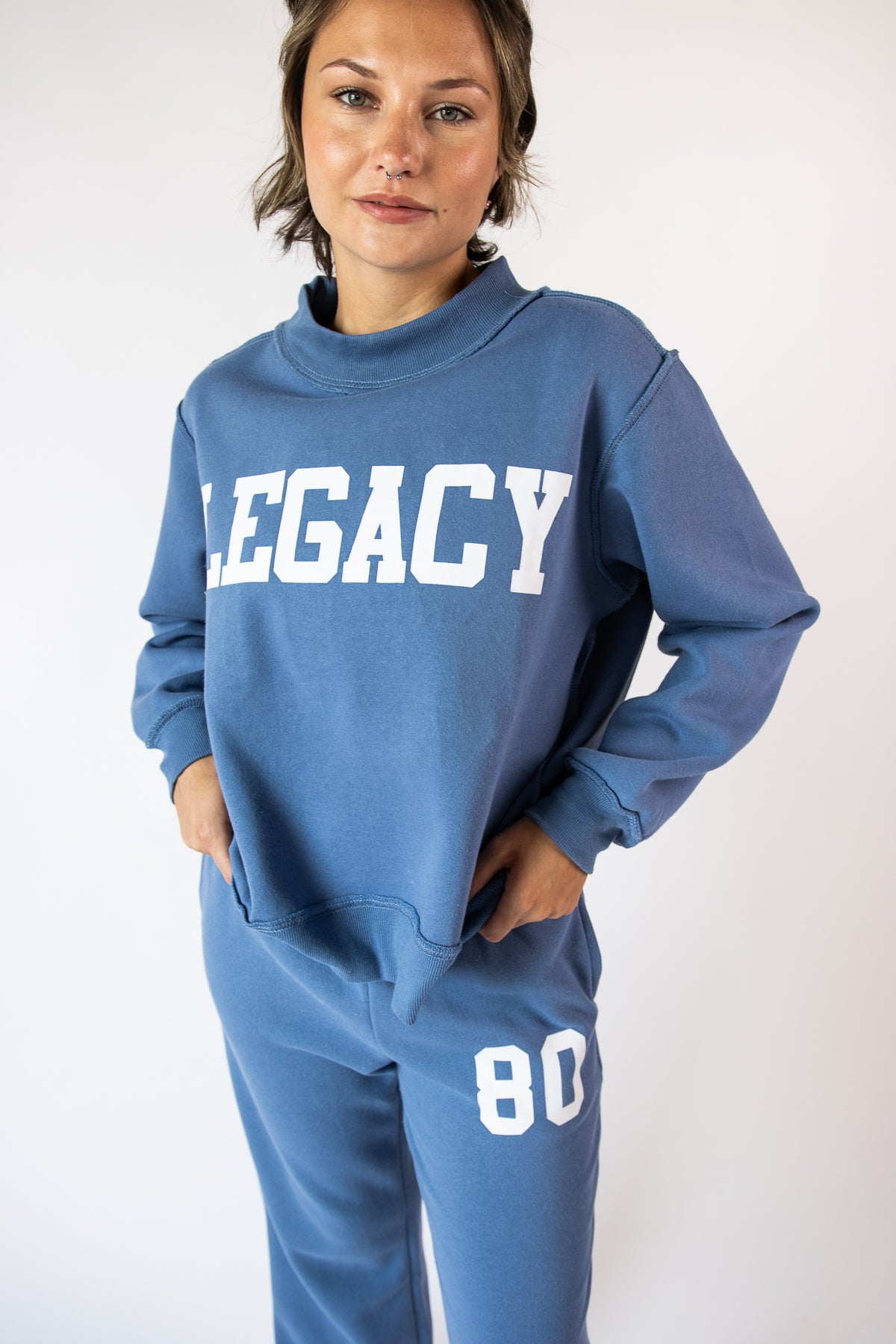 Reversible Mock Neck Graphic Sweatshirt