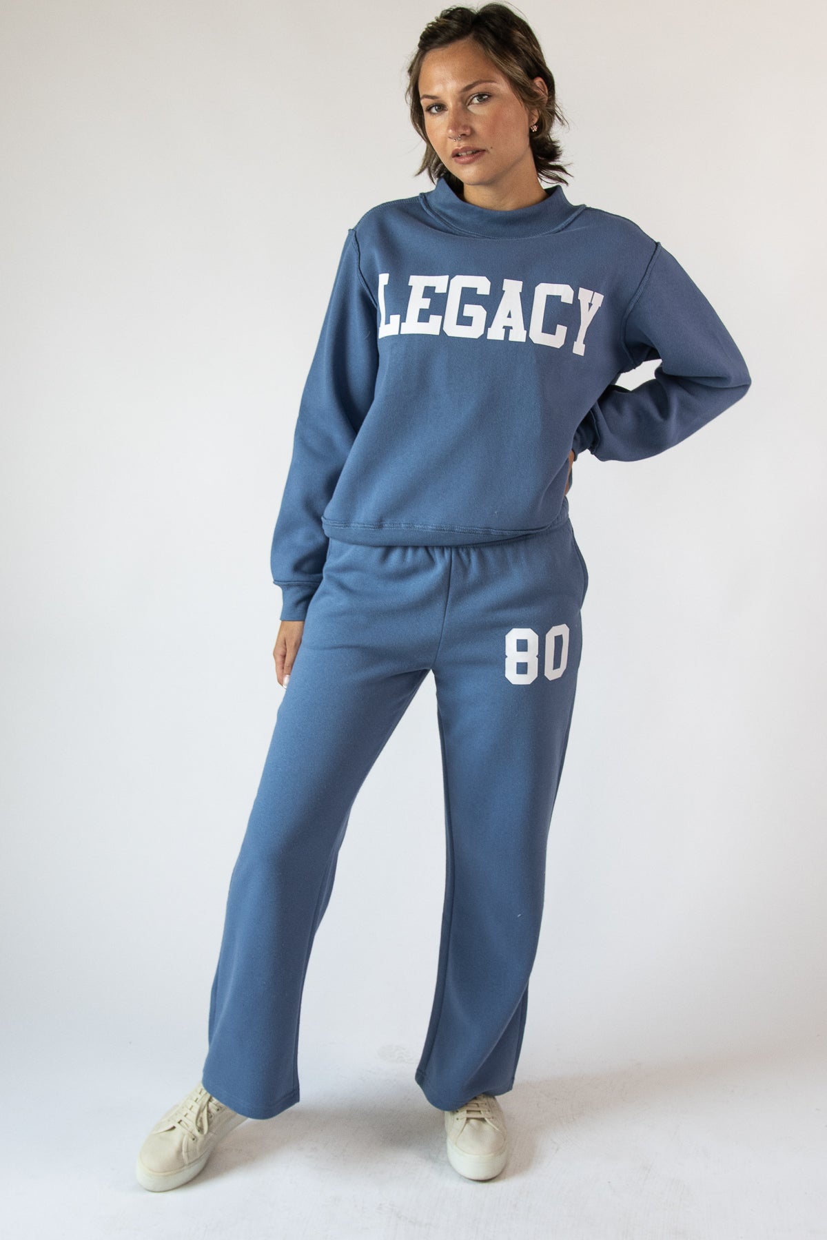Reversible Mock Neck Graphic Sweatshirt