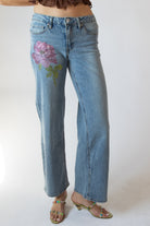 Rhinestone Floral 90's Style Jeans