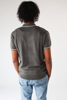 Ribbed Knit Zipper Polo