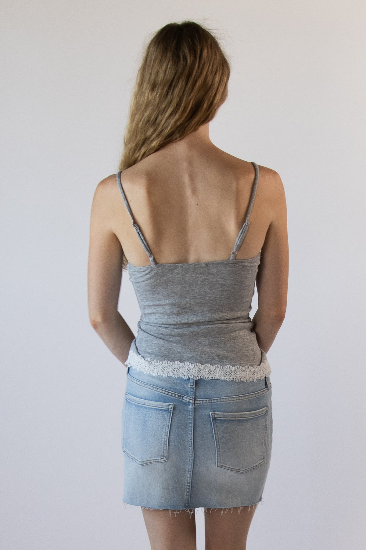 Ribbed Lace Trim Cami