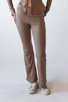 Ribbed Lightweight Fleece Lined Flare Leggings