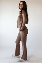 Ribbed Lightweight Fleece Lined Flare Leggings