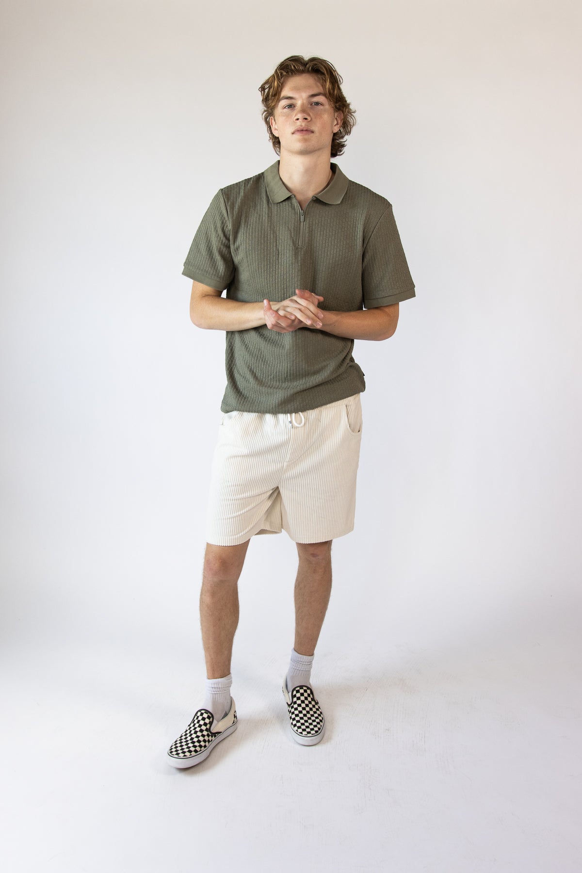 Ribbed Quarter Zip Polo