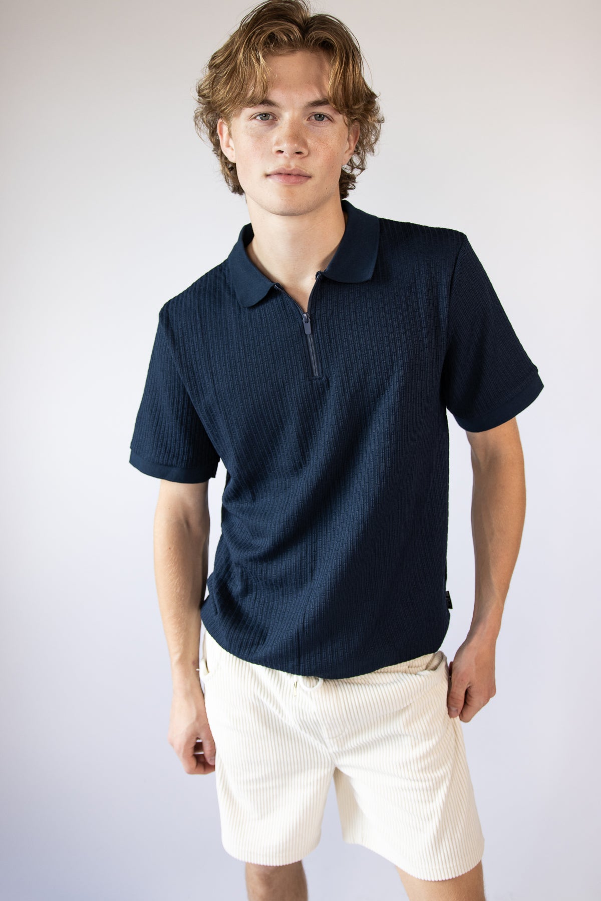 Ribbed Quarter Zip Polo