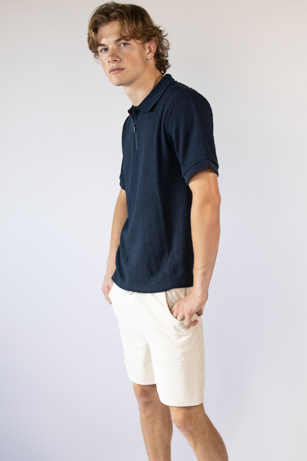 Ribbed Quarter Zip Polo