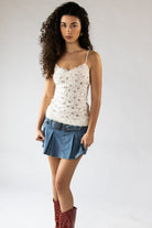 Ribbon Bow Lace Trim Cami Floral