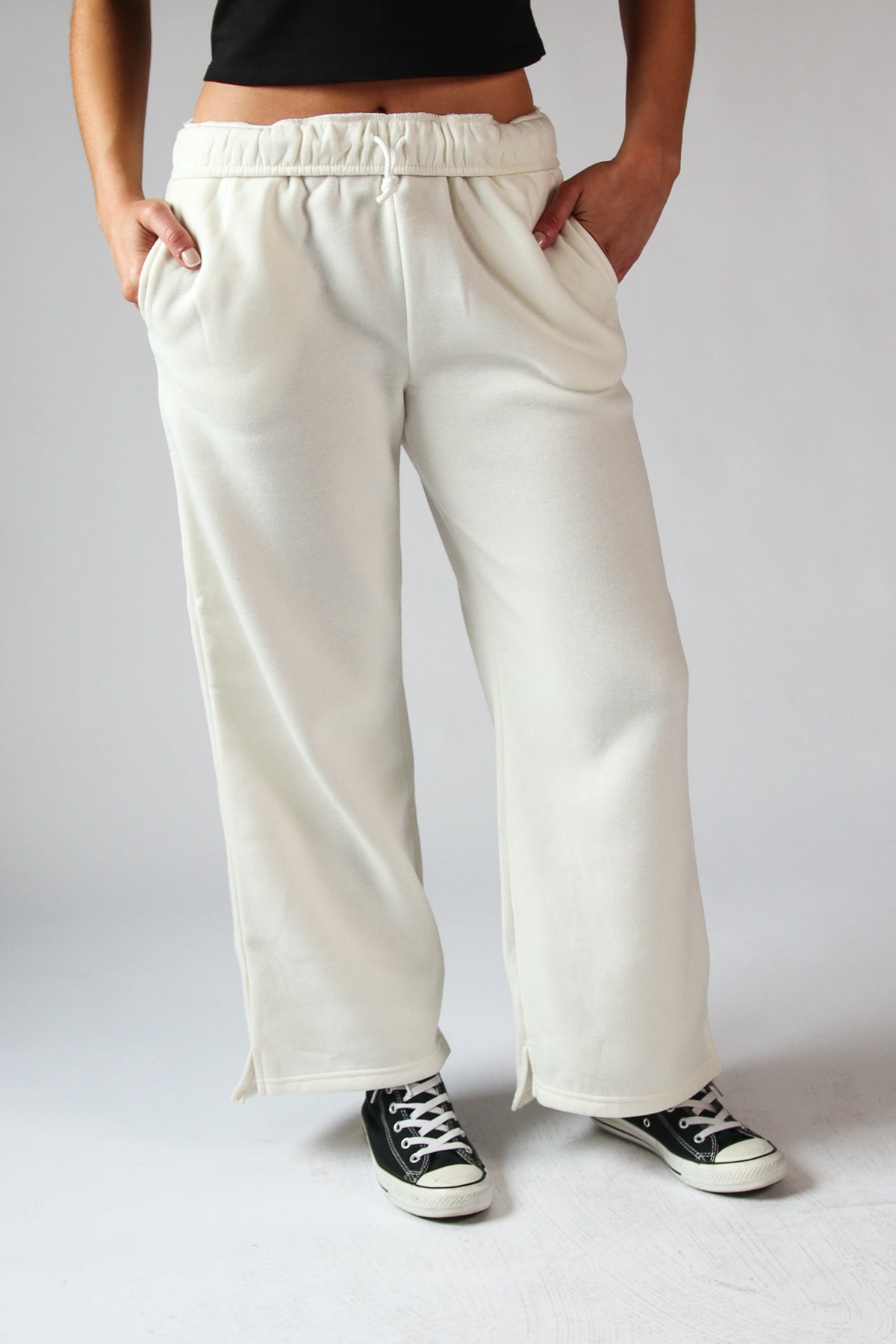 Rolled Top Wide Leg Sweatpants