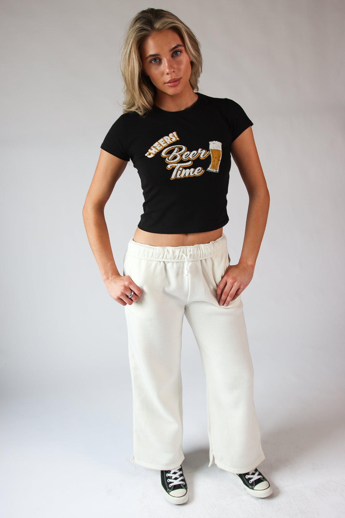 Rolled Top Wide Leg Sweatpants