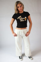 Rolled Top Wide Leg Sweatpants
