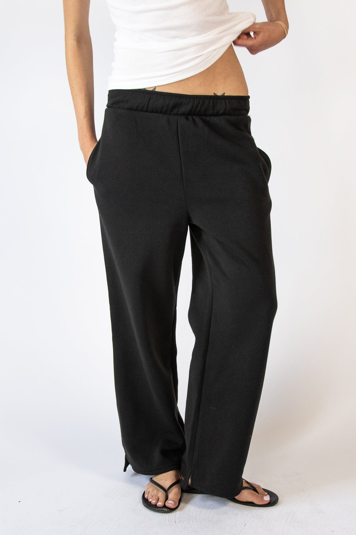Rolled Top Wide Leg Sweatpants