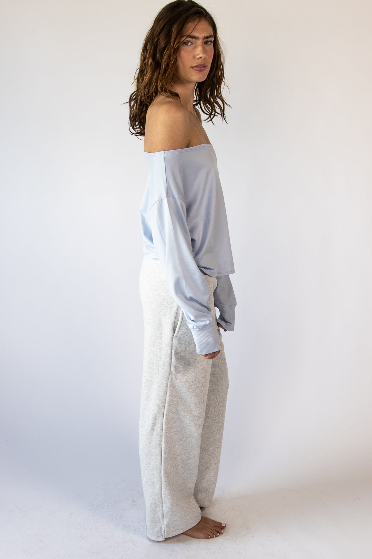 Rolled Top Wide Leg Sweatpants