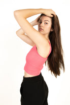 Pink Seamless Crop V Tank