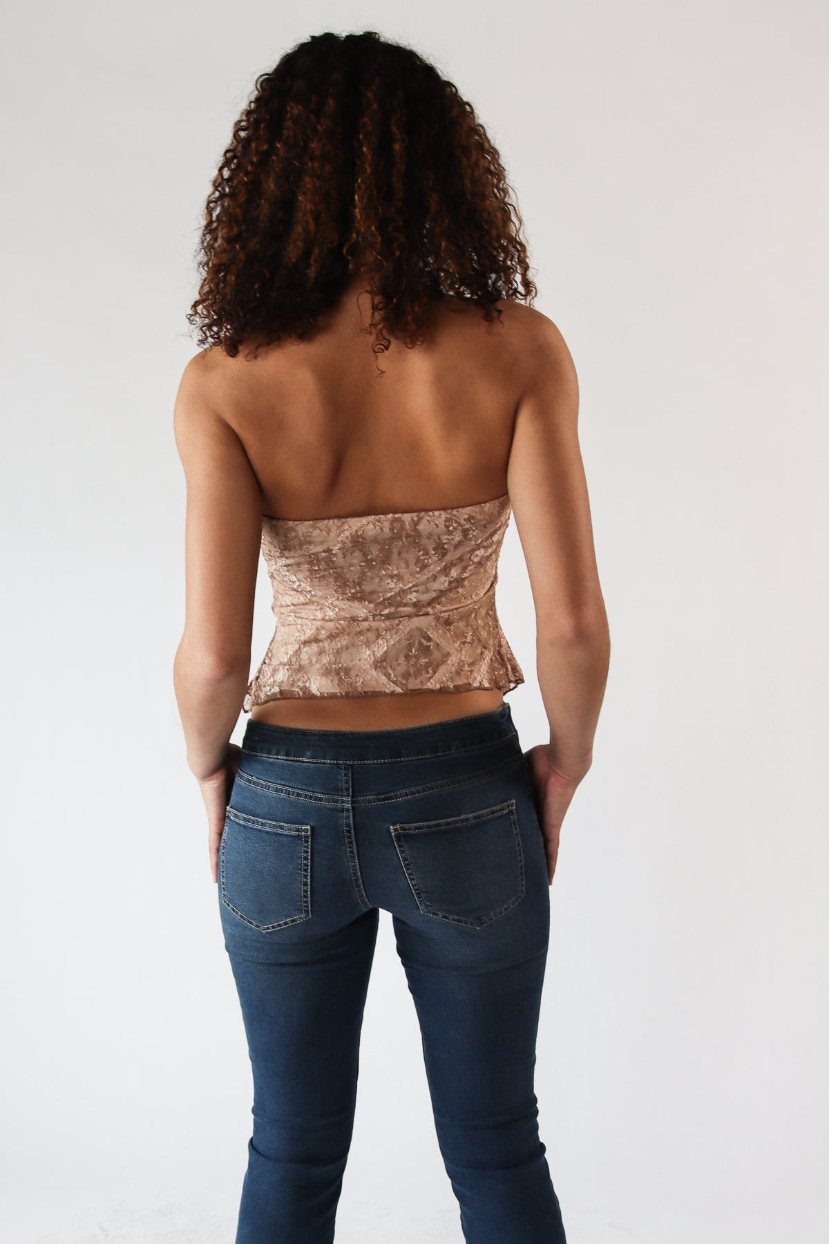 Side Ruche Lace Tube Top