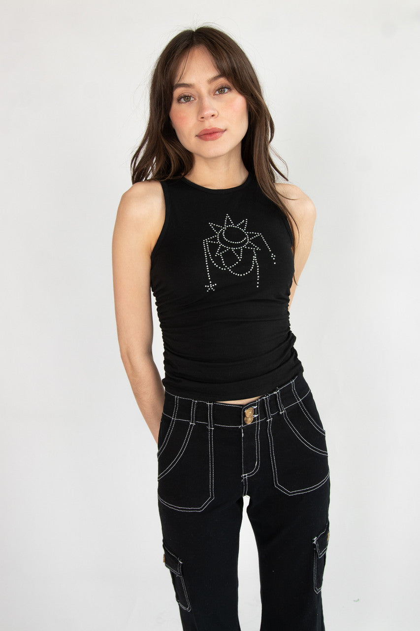 Celestial Rhinestone Side Ruched Tank 