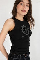 Celestial Rhinestone Side Ruched Tank 