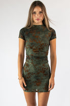 Ruched Flocked Funnel Neck