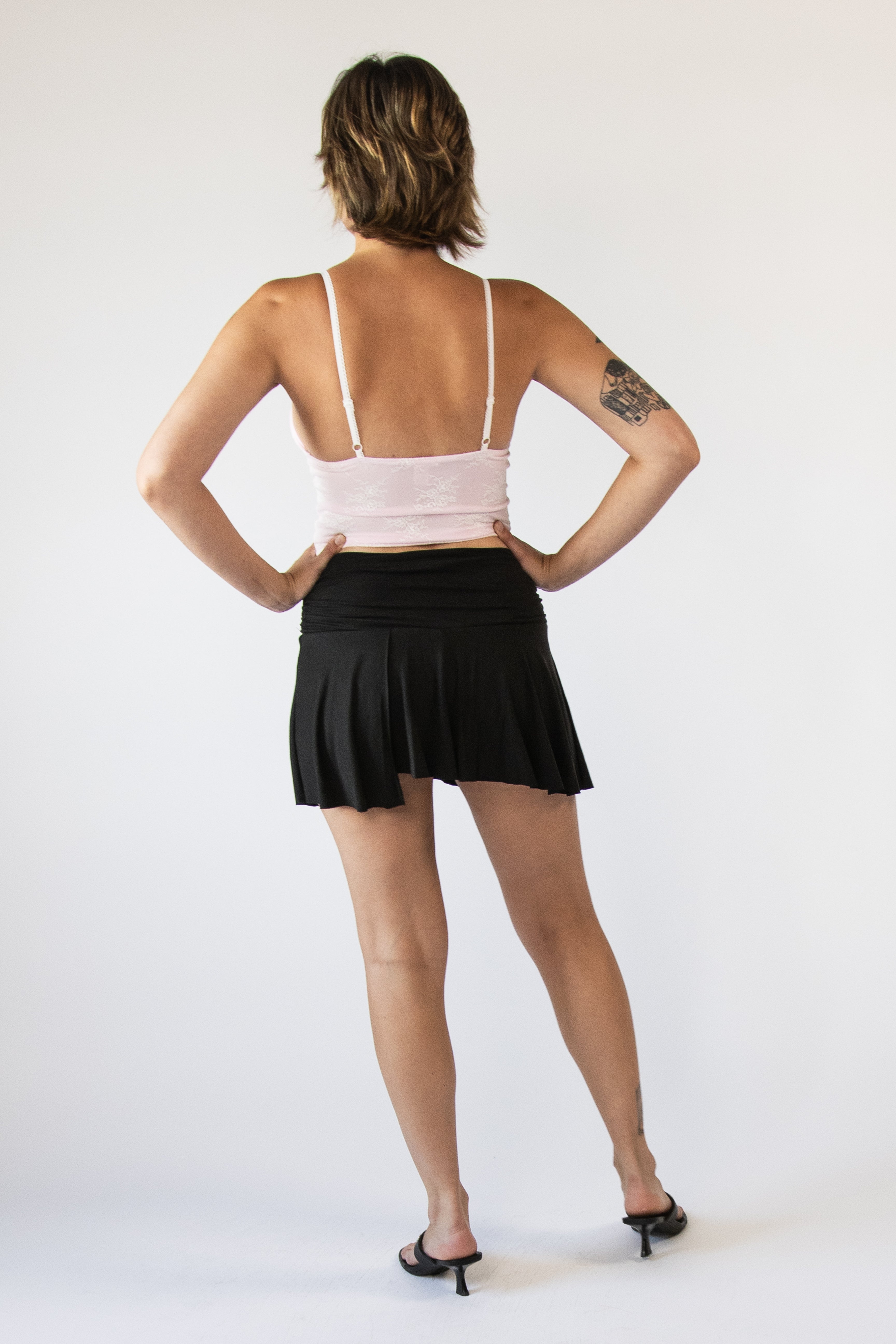 Ruched Waistband Asymmetrical Skort