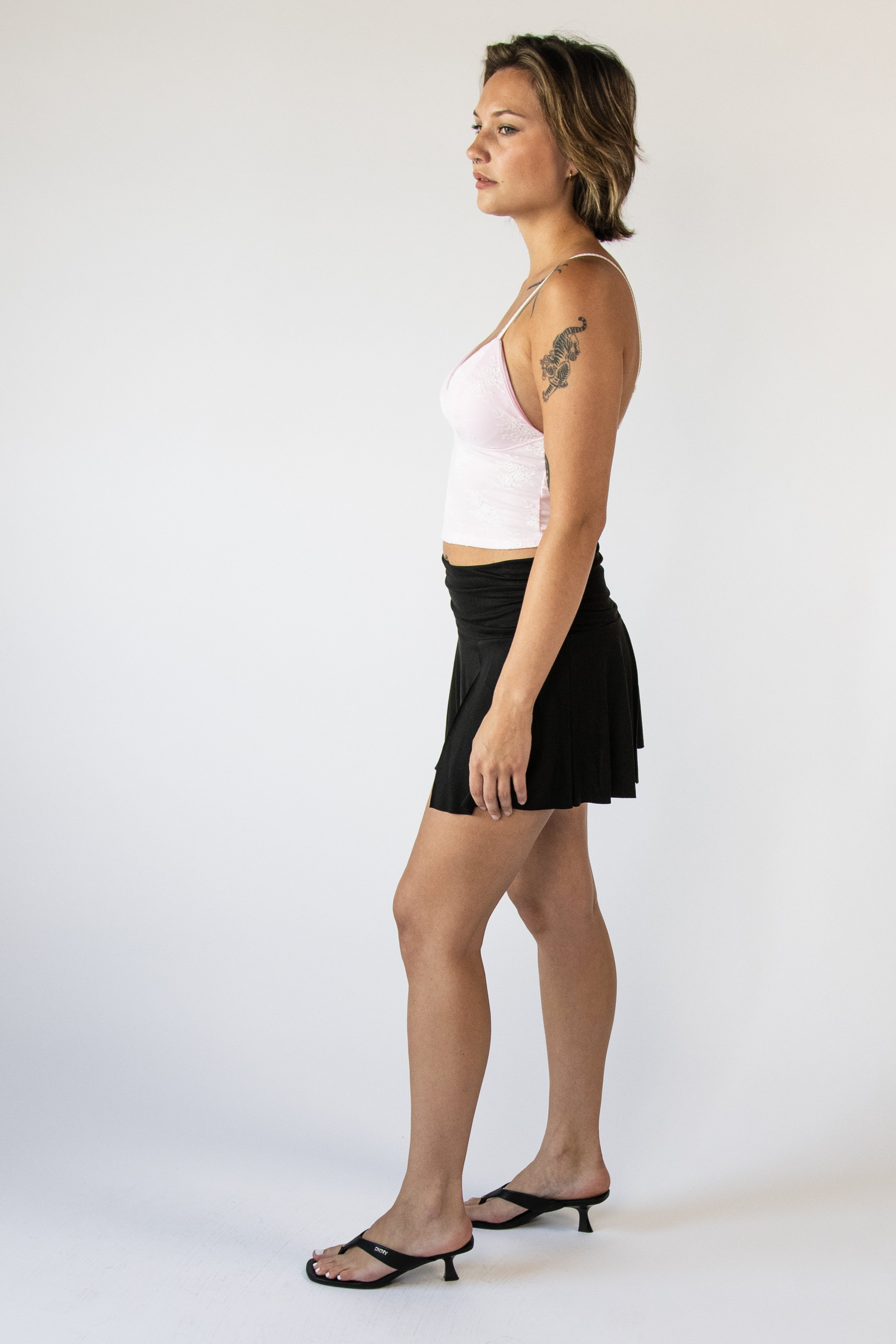 Ruched Waistband Asymmetrical Skort
