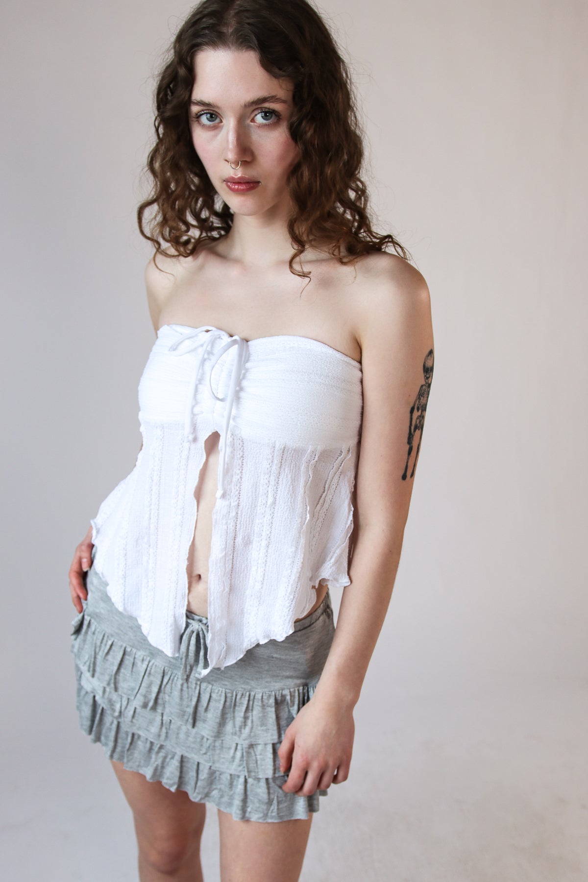 Ruffle Knit Flyaway Tube Top