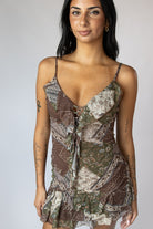 Ruffled Lace Up Front Dress
