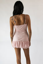 Ruffled Lace Up Front Dress
