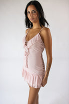 Ruffled Lace Up Front Dress
