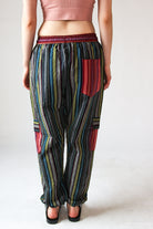 Running Stitch Striped Patchwork Pants