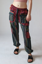 Running Stitch Striped Patchwork Pants