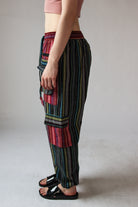 Running Stitch Striped Patchwork Pants