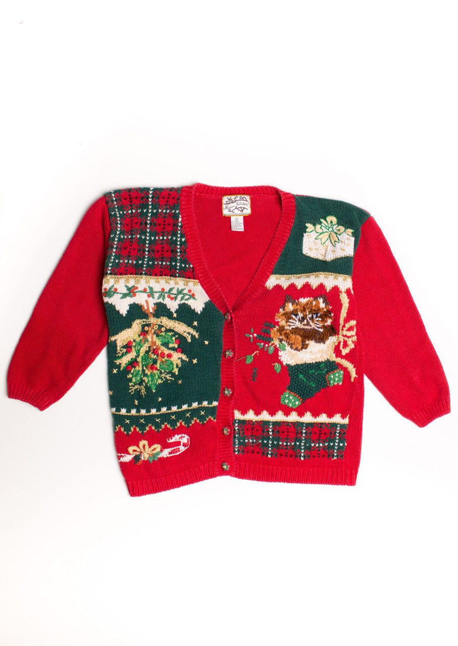 Red Stocking of Cats Ugly Christmas Cardigan 60019