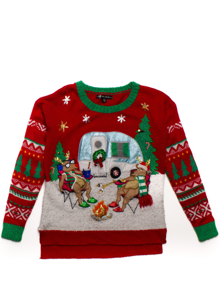Camping Reindeer Ugly Christmas Pullover 60052