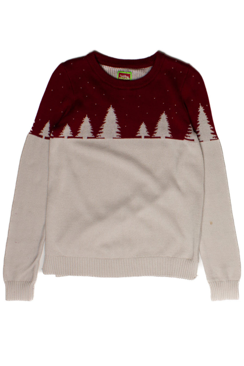 Red and White Tree Line Ugly Christmas Pullover 60053