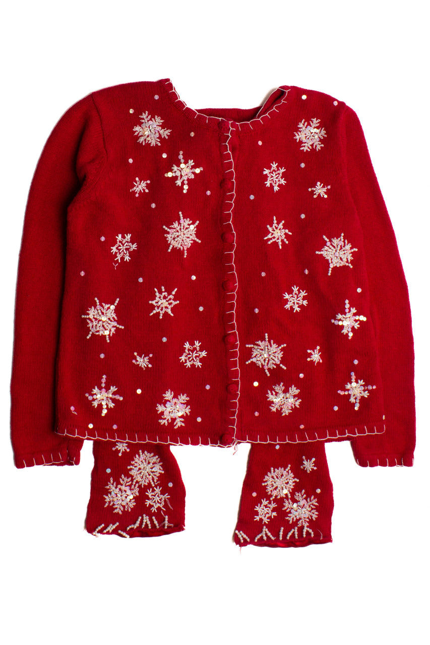 Red Ugly Christmas Cardigan with Scarf 60087