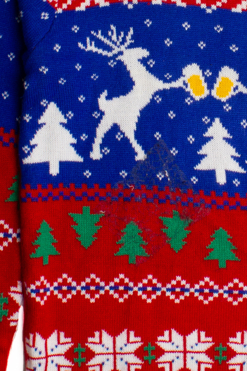 Multicolor Drinking Reindeer Ugly Christmas Pullover 60098
