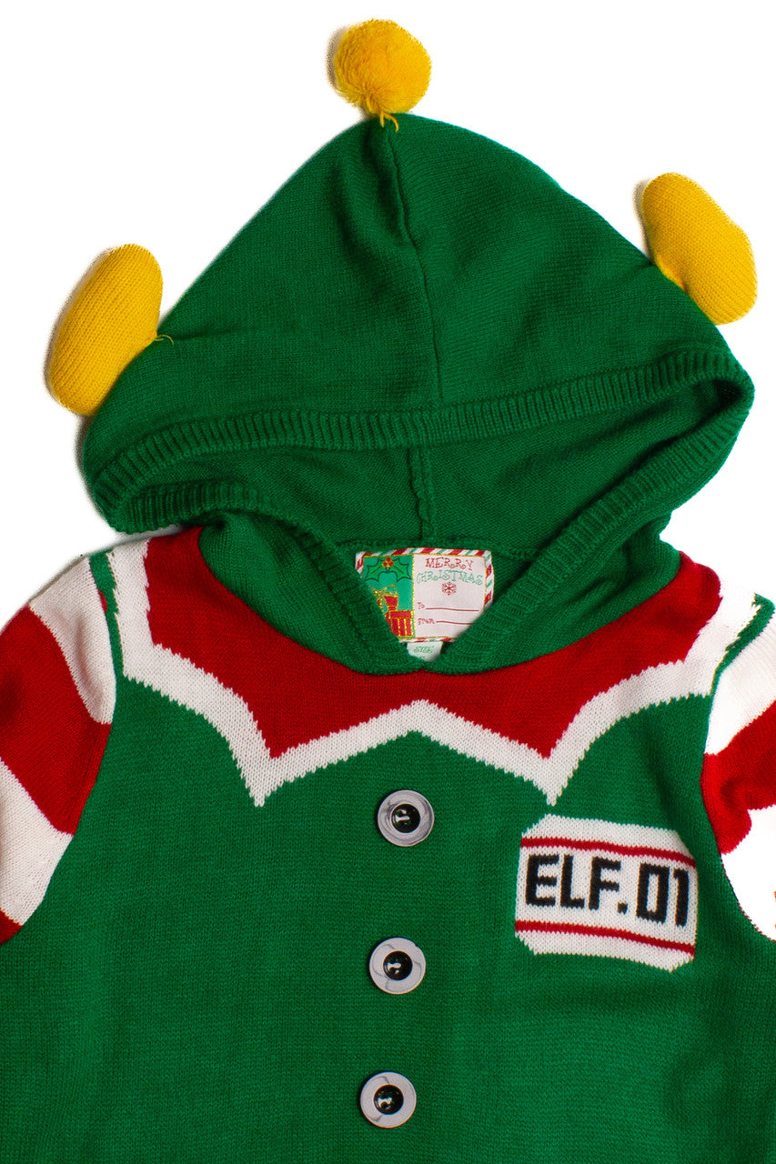 Green Hooded Elf Costume Ugly Christmas Pullover 60100